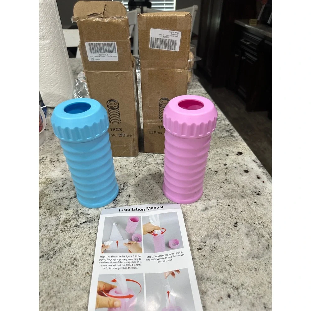 Unbranded Piping Bag Holder Dispenser Set 2pc‎ Pink Blue New Baking Tools